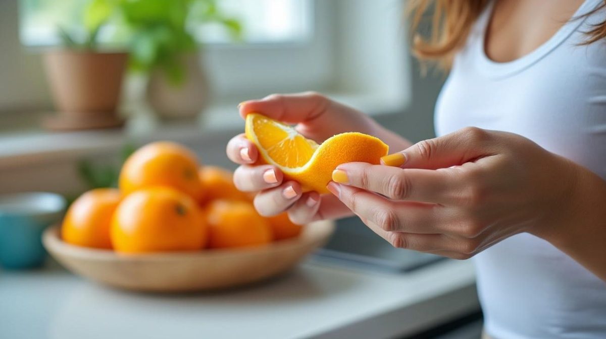 découvrez l’astuce étonnante de cette femme qui utilise une écorce d’orange pour blanchir ses ongles jaunis par le vernis. résultats visibles en seulement une semaine !