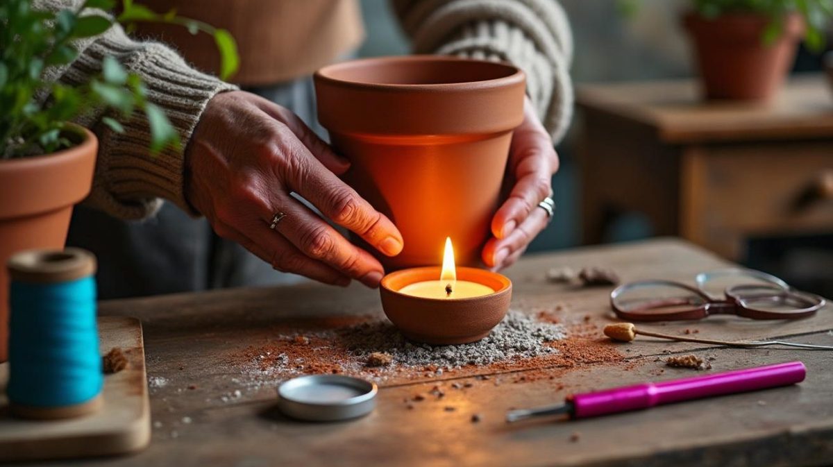 découvrez l'astuce ingénieuse de cette grand-mère qui utilise une bougie chauffe-plat sous un pot en terre. un geste simple, surprenant et utile qui pourrait bien vous étonner !