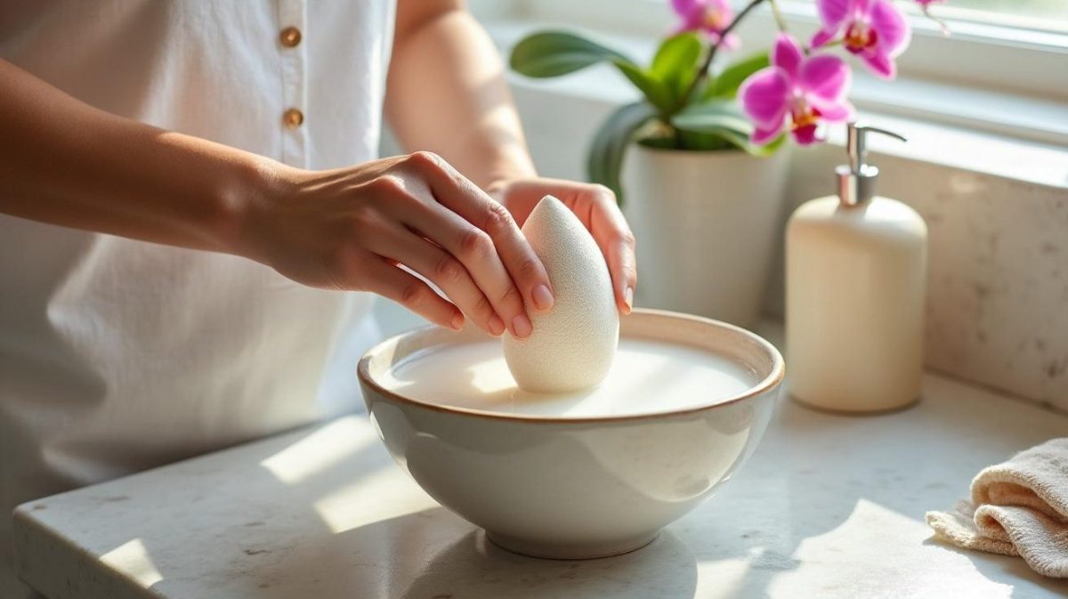 découvrez comment utiliser du lait d’avoine avec des éponges démaquillantes apaise les peaux sensibles et réduit les réactions lors du nettoyage du visage. astuce simple et naturelle à essayer !