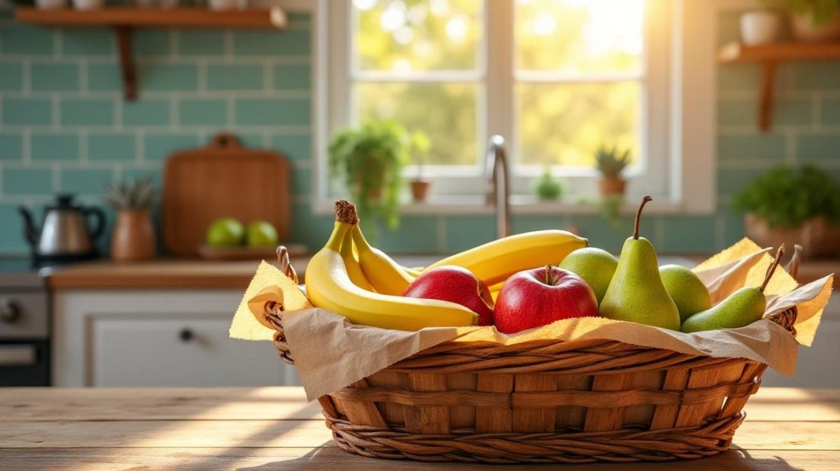 découvrez l'astuce du papier kraft au fond du panier à fruits : une méthode simple et naturelle pour faire mûrir vos fruits uniformément sans risque de pourrissement. un conseil malin à adopter dès maintenant !