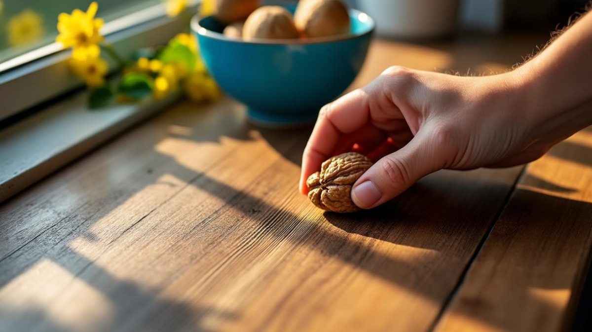 découvrez pourquoi frotter une noix sur vos meubles en bois peut transformer leur apparence et masquer les rayures. une astuce simple, naturelle et secrète utilisée par les ébénistes pour redonner vie à votre mobilier !